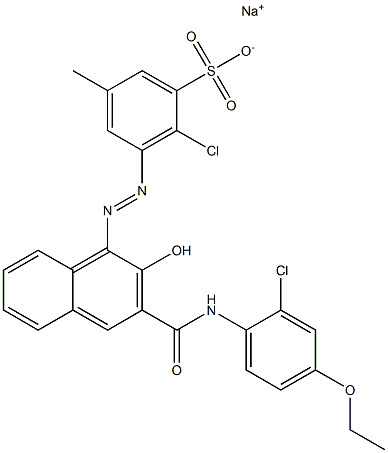 2-Chloro-5-methyl-3-[[3-[[(2-chloro-4-ethoxyphenyl)amino]carbonyl]-2-hydroxy-1-naphtyl]azo]benzenesulfonic acid sodium salt 结构式