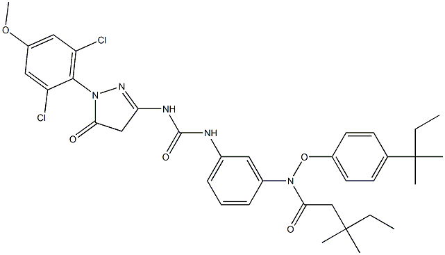 1-(2,6-Dichloro-4-methoxyphenyl)-3-[3-[3-(2,4-di-tert-pentylphenoxyacetylamino)phenyl]ureido]-5(4H)-pyrazolone 结构式