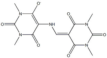 [5-[(Hexahydro-1,3-dimethyl-2,4,6-trioxopyrimidin)-5-ylidenemethylamino]-1,2,3,6-tetrahydro-1,3-dimethyl-2,6-dioxopyrimidine]-4-olate 结构式