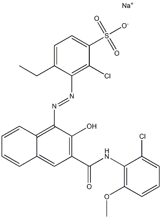 2-Chloro-4-ethyl-3-[[3-[[(2-chloro-6-methoxyphenyl)amino]carbonyl]-2-hydroxy-1-naphtyl]azo]benzenesulfonic acid sodium salt 结构式