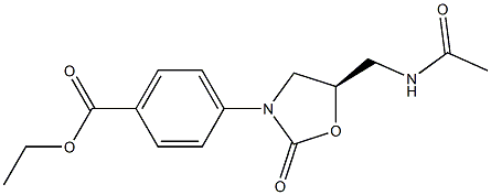 (5R)-5-Acetylaminomethyl-3-[4-ethoxycarbonylphenyl]oxazolidin-2-one 结构式