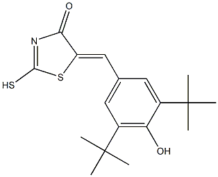 2-Mercapto-5-(3,5-di-tert-butyl-4-hydroxybenzylidene)thiazol-4(5H)-one 结构式