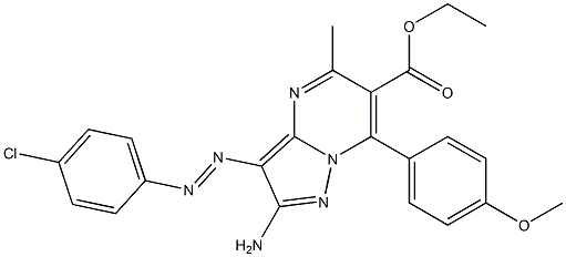 2-Amino-3-(4-chlorophenylazo)-5-methyl-7-(4-methoxyphenyl)pyrazolo[1,5-a]pyrimidine-6-carboxylic acid ethyl ester 结构式