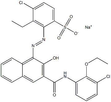 4-Chloro-3-ethyl-2-[[3-[[(3-chloro-2-ethoxyphenyl)amino]carbonyl]-2-hydroxy-1-naphtyl]azo]benzenesulfonic acid sodium salt 结构式