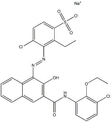 4-Chloro-2-ethyl-3-[[3-[[(3-chloro-2-ethoxyphenyl)amino]carbonyl]-2-hydroxy-1-naphtyl]azo]benzenesulfonic acid sodium salt 结构式