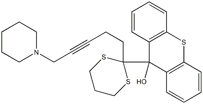 9-[2-[5-(1-Piperidinyl)-3-pentynyl]-1,3-dithian-2-yl]-9H-thioxanthen-9-ol 结构式