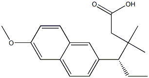 [S,(+)]-4-(6-Methoxy-2-naphtyl)-3,3-dimethylhexanoic acid 结构式