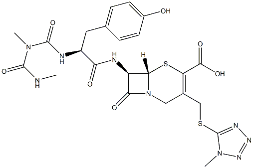 (7R)-7-[[N-(N,N'-Dimethylureidocarbonyl)tyrosyl]amino]-3-[(1-methyl-1H-tetrazol-5-ylthio)methyl]cepham-3-ene-4-carboxylic acid 结构式