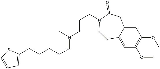 2,3-Dihydro-7,8-dimethoxy-3-[3-[N-[5-(2-thienyl)pentyl]-N-methylamino]propyl]-1H-3-benzazepin-4(5H)-one 结构式