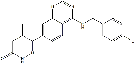 4,5-Dihydro-5-methyl-6-[4-(4-chlorobenzylamino)quinazolin-7-yl]pyridazin-3(2H)-one 结构式