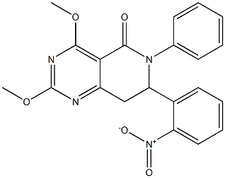 7,8-Dihydro-2,4-dimethoxy-6-phenyl-7-(2-nitrophenyl)pyrido[4,3-d]pyrimidin-5(6H)-one 结构式