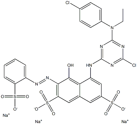 5-[6-Chloro-4-(4-chloro-N-ethylanilino)-1,3,5-triazin-2-ylamino]-4-hydroxy-3-(2-sulfophenylazo)-2,7-naphthalenedisulfonic acid trisodium salt 结构式