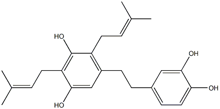 2,4-Bis(3-methyl-2-butenyl)-5-(3,4-dihydroxyphenethyl)-1,3-benzenediol 结构式