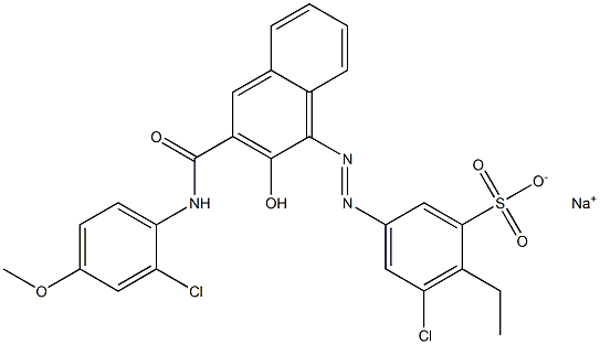 3-Chloro-2-ethyl-5-[[3-[[(2-chloro-4-methoxyphenyl)amino]carbonyl]-2-hydroxy-1-naphtyl]azo]benzenesulfonic acid sodium salt 结构式