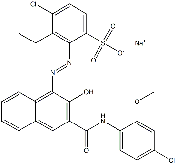 4-Chloro-3-ethyl-2-[[3-[[(4-chloro-2-methoxyphenyl)amino]carbonyl]-2-hydroxy-1-naphtyl]azo]benzenesulfonic acid sodium salt 结构式