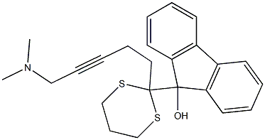 9-[2-(5-Dimethylamino-3-pentynyl)-1,3-dithian-2-yl]-9H-fluoren-9-ol 结构式