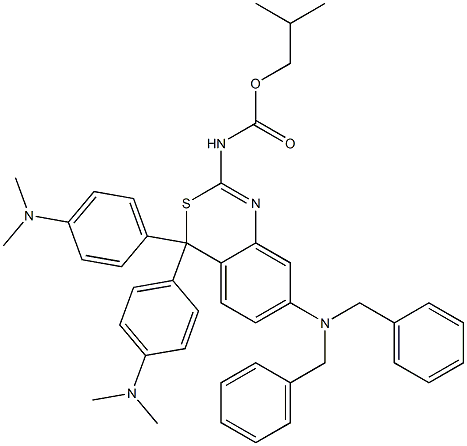 7-(Dibenzylamino)-2-isobutoxycarbonylamino-4,4-bis[p-(dimethylamino)phenyl]-4H-3,1-benzothiazine 结构式