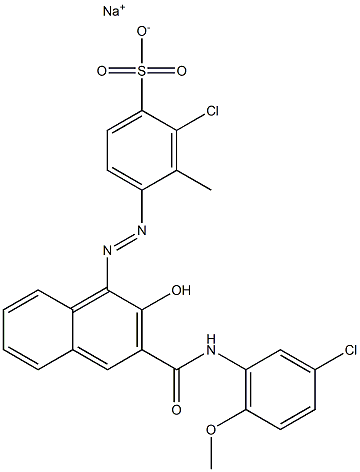 2-Chloro-3-methyl-4-[[3-[[(3-chloro-6-methoxyphenyl)amino]carbonyl]-2-hydroxy-1-naphtyl]azo]benzenesulfonic acid sodium salt 结构式