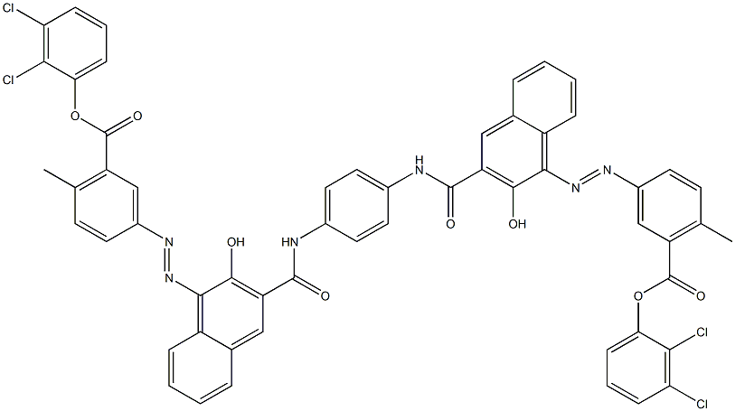 1,4-Bis[1-[[4-methyl-5-(2,3-dichlorophenoxycarbonyl)phenyl]azo]-2-hydroxy-3-naphthoylamino]benzene 结构式