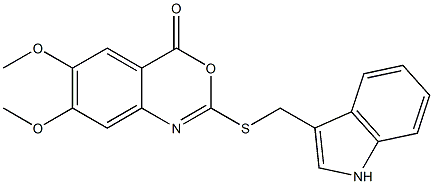 2-(1H-Indol-3-ylmethylthio)-6-methoxy-7-methoxy-4H-3,1-benzoxazin-4-one 结构式