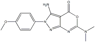 3-Amino-6-(dimethylamino)-2-(4-methoxyphenyl)pyrazolo[3,4-d][1,3]oxazin-4(2H)-one 结构式