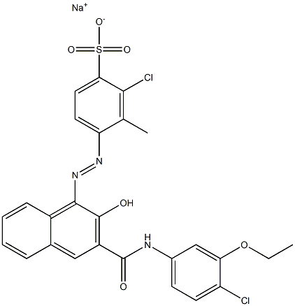 2-Chloro-3-methyl-4-[[3-[[(4-chloro-3-ethoxyphenyl)amino]carbonyl]-2-hydroxy-1-naphtyl]azo]benzenesulfonic acid sodium salt 结构式