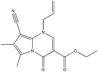 1-Allyl-4-oxo-6-methyl-7-methyl-8-cyano-1,4-dihydropyrrolo[1,2-a]pyrimidine-3-carboxylic acid ethyl ester 结构式