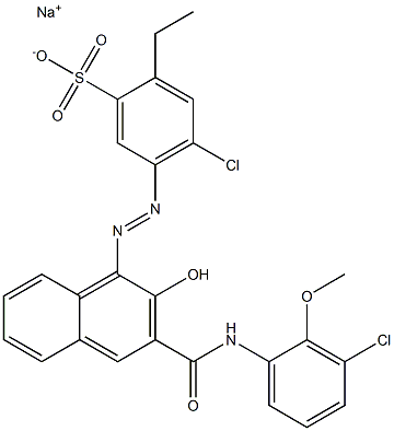4-Chloro-2-ethyl-5-[[3-[[(3-chloro-2-methoxyphenyl)amino]carbonyl]-2-hydroxy-1-naphtyl]azo]benzenesulfonic acid sodium salt 结构式
