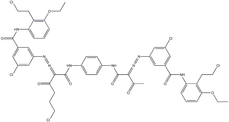 3,3'-[2-(2-Chloroethyl)-1,4-phenylenebis[iminocarbonyl(acetylmethylene)azo]]bis[N-[2-(2-chloroethyl)-3-ethoxyphenyl]-5-chlorobenzamide] 结构式