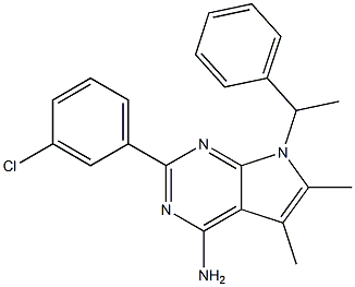 4-Amino-5,6-dimethyl-7-(1-phenylethyl)-2-(3-chlorophenyl)-7H-pyrrolo[2,3-d]pyrimidine 结构式