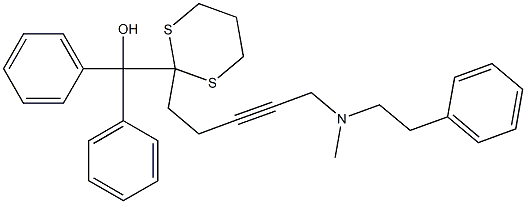 Diphenyl[2-[5-[N-methyl-N-(2-phenylethyl)amino]-3-pentynyl]-1,3-dithian-2-yl]methanol 结构式