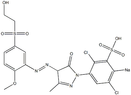 1-(2,5-Dichloro-4-sodiosulfophenyl)-4-[5-(2-hydroxyethylsulfonyl)-2-methoxyphenylazo]-3-methyl-2-pyrazolin-5-one 结构式