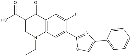 1,4-Dihydro-1-ethyl-4-oxo-6-fluoro-7-(4-phenylthiazol-2-yl)quinoline-3-carboxylic acid 结构式