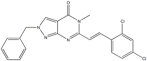 6-(2,4-Dichlorostyryl)-2-benzyl-5-methyl-2H-pyrazolo[3,4-d]pyrimidin-4(5H)-one 结构式