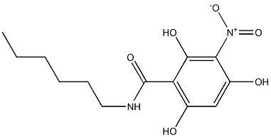 2,4,6-Trihydroxy-3-nitro-N-hexylbenzamide 结构式