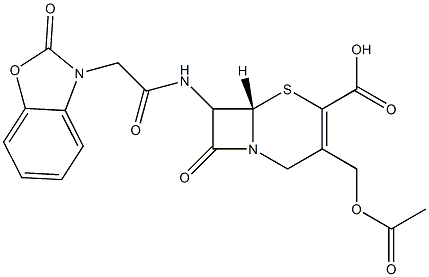 7-[[[(2,3-Dihydro-2-oxobenzoxazol)-3-yl]acetyl]amino]-3-(acetyloxymethyl)cepham-3-ene-4-carboxylic acid 结构式