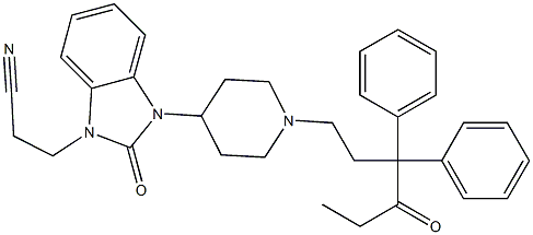 3-[1-(3,3-Diphenyl-4-oxohexyl)-4-piperidyl]-2-oxo-1H-benzimidazole-1(3H)-propionitrile 结构式