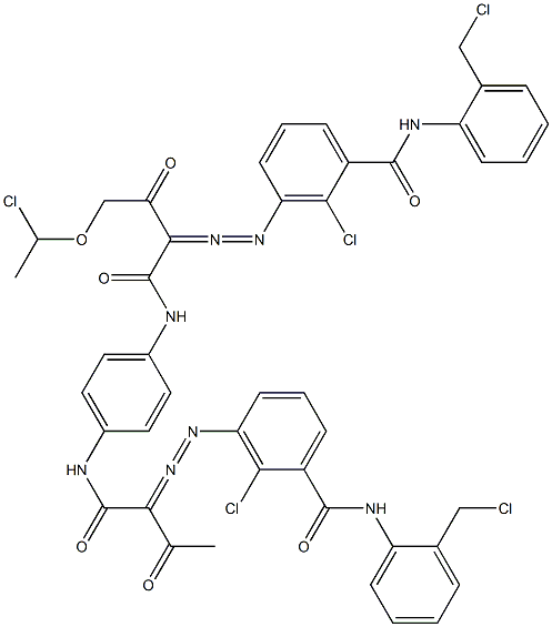 3,3'-[2-[(1-Chloroethyl)oxy]-1,4-phenylenebis[iminocarbonyl(acetylmethylene)azo]]bis[N-[2-(chloromethyl)phenyl]-2-chlorobenzamide] 结构式