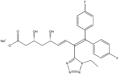 (3R,5S,6E)-9,9-Bis(4-fluorophenyl)-3,5-dihydroxy-8-[1-ethyl-1H-tetrazol-5-yl]-6,8-nonadienoic acid sodium salt 结构式