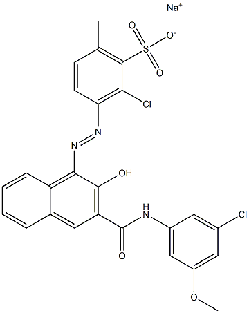 2-Chloro-6-methyl-3-[[3-[[(3-chloro-5-methoxyphenyl)amino]carbonyl]-2-hydroxy-1-naphtyl]azo]benzenesulfonic acid sodium salt 结构式