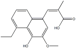 (Z)-3-(4-Hydroxy-3-methoxy-5-ethyl-1-naphthalenyl)-2-methylacrylic acid 结构式