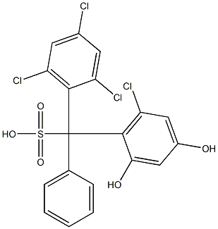 (6-Chloro-2,4-dihydroxyphenyl)(2,4,6-trichlorophenyl)phenylmethanesulfonic acid 结构式