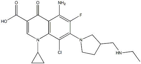 5-Amino-8-chloro-1-cyclopropyl-6-fluoro-1,4-dihydro-4-oxo-7-[3-(ethylaminomethyl)-1-pyrrolidinyl]quinoline-3-carboxylic acid 结构式