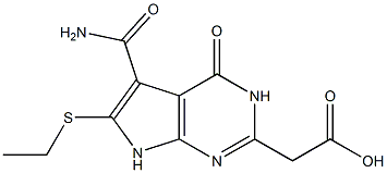 2-(Carboxymethyl)-6-(ethylthio)-4-oxo-3,4-dihydro-7H-pyrrolo[2,3-d]pyrimidine-5-carboxamide 结构式