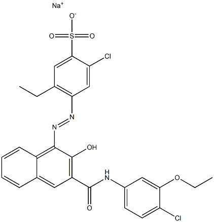 2-Chloro-5-ethyl-4-[[3-[[(4-chloro-3-ethoxyphenyl)amino]carbonyl]-2-hydroxy-1-naphtyl]azo]benzenesulfonic acid sodium salt 结构式