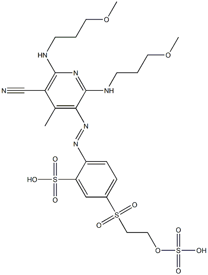 2-[[5-Cyano-2,6-bis[(3-methoxypropyl)amino]-4-methyl-3-pyridinyl]azo]-5-[[2-(sulfooxy)ethyl]sulfonyl]benzenesulfonic acid 结构式