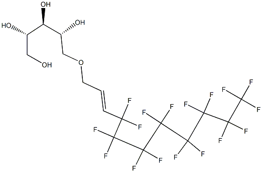 5-O-(4,4,5,5,6,6,7,7,8,8,9,9,10,10,11,11,11-Heptadecafluoro-2-undecenyl)xylitol 结构式