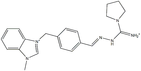 1-Methyl-3-[4-[2-[iminio(1-pyrrolidinyl)methyl]hydrazonomethyl]benzyl]-1H-benzimidazol-3-ium 结构式