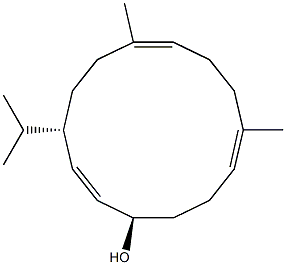 (1R,2Z,4S,7E,11E)-4-Isopropyl-7,11-dimethyl-2,7,11-cyclotetradecatrien-1-ol 结构式