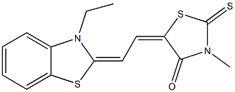 5-[2-(3-Ethyl-2,3-dihydrobenzothiazole-2-ylidene)ethylidene]-3-methyl-2-thioxothiazolidine-4-one 结构式